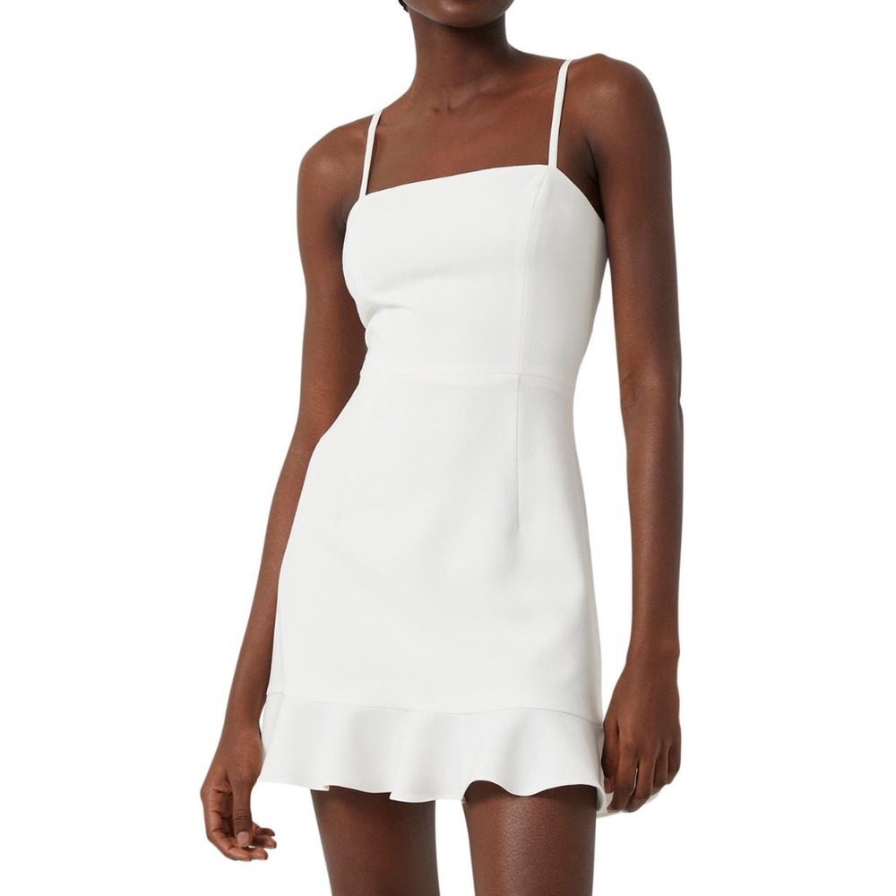 NEW FRENCH CONNECTION Whisper SUMMER WHITE Frill RUFFLE Hem Summer MINI DRESS 8 - Picture 8 of 15